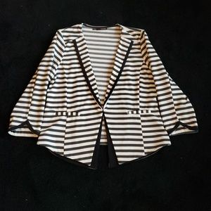 XL Women's Blazer (gray/creme strip)